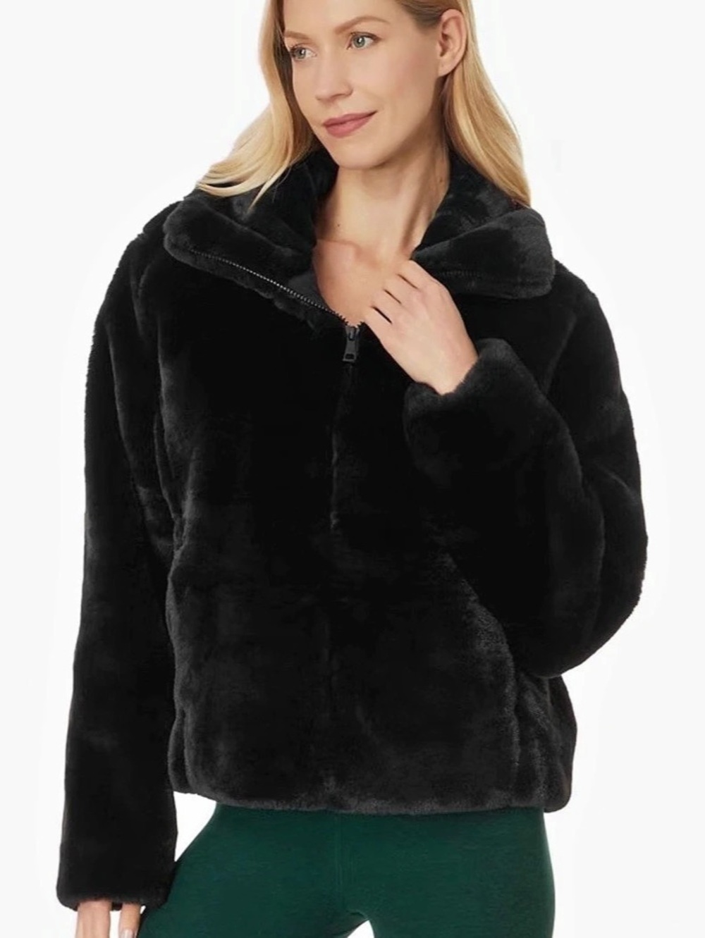 Beyond Yoga  Faux Fur Jacket in Black